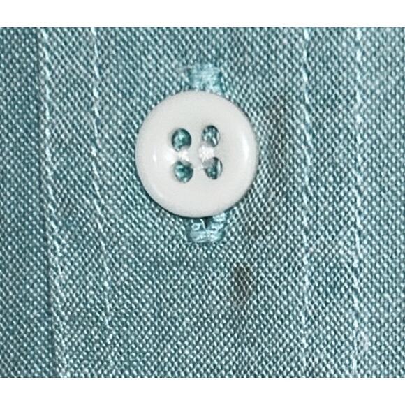 Neiman-Marcus Men's Large 100% Cotton Pale Green Short Sleeve Button Up Shirt - Picture 2 of 9